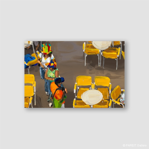 DE VLIEGHER Jan - Yellow Chairs, terrace, 2019.139